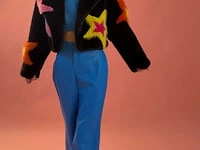 Black Hand Craft Bamboo Faux Fur Star Jacket