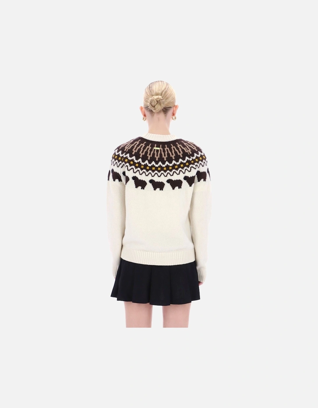 Ashie Crew Fair Isle Knit Polyester Women's White Crew Neck Jumpers