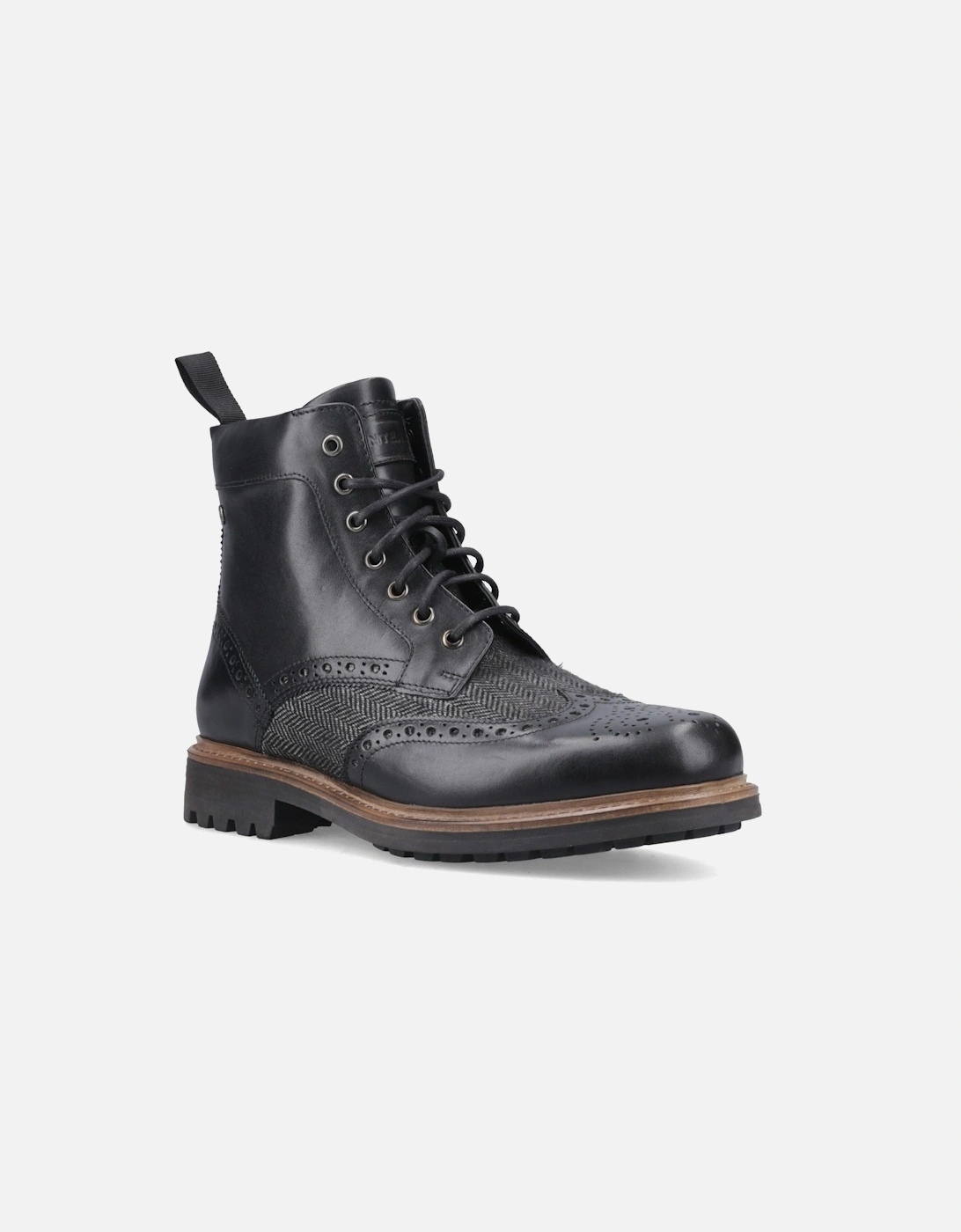 Hunter Men's Black Loch Brogue Ankle Boot Leather Ankle Boots - : 12 Size 12