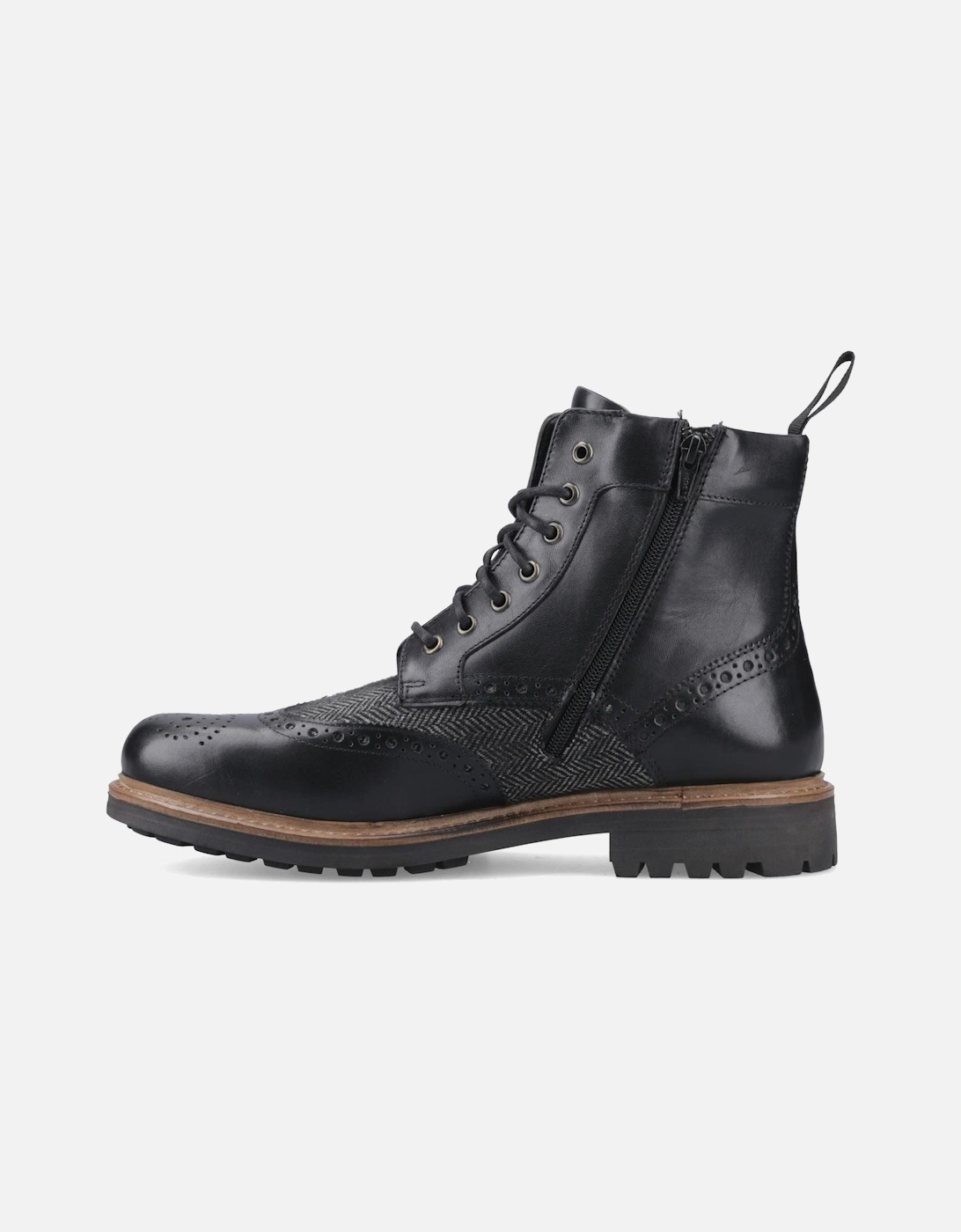 Loch Brogue Ankle Boot Leather Men's Black Ankle Boots
