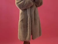 Mocha Bamboo Blend Faux Fur Oversized Coat