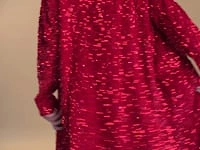 Red Bamboo Sequins Velvet Maxi Coat