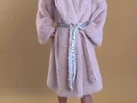 Pink Bamboo Metallic Faux Fur Maxi Coat
