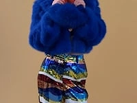 Blue and Orange Bamboo Faux Fur Bag