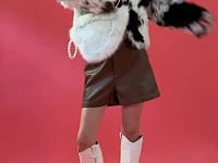 Cream Faux Fur Love Heart Bag