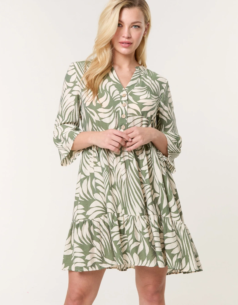 Khaki Ric Rac Smock Shirt Dress