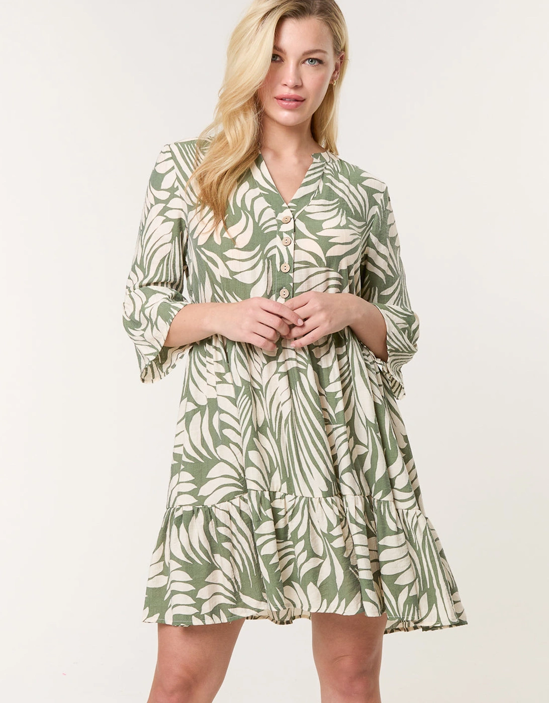 Khaki Ric Rac Smock Shirt Dress, 2 of 1