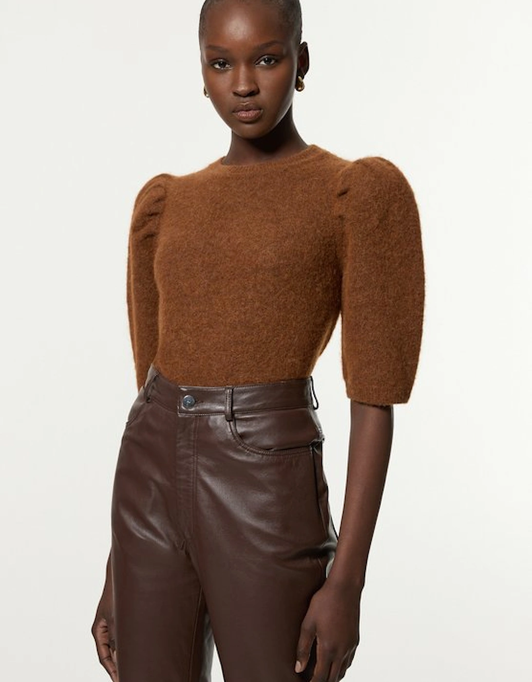 Alpaca Wool Fluffy Knit Crew Neck Top, 5 of 4