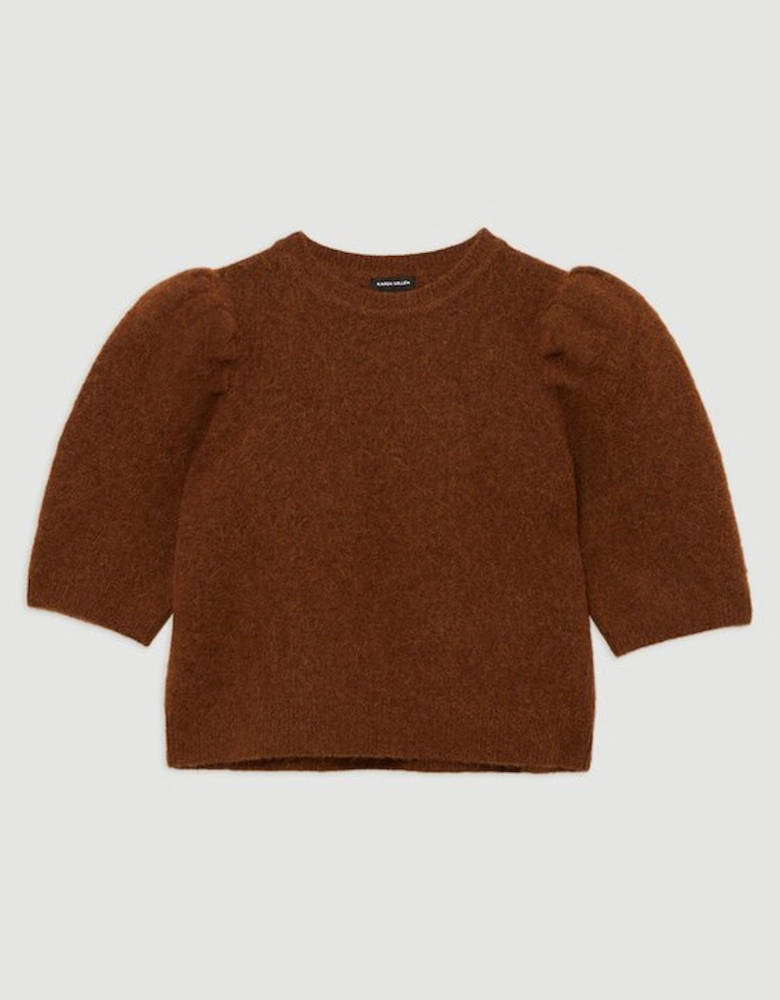 Alpaca Wool Fluffy Knit Crew Neck Top