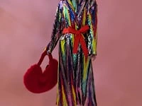 Yellow Sequin and Faux Fur Bag