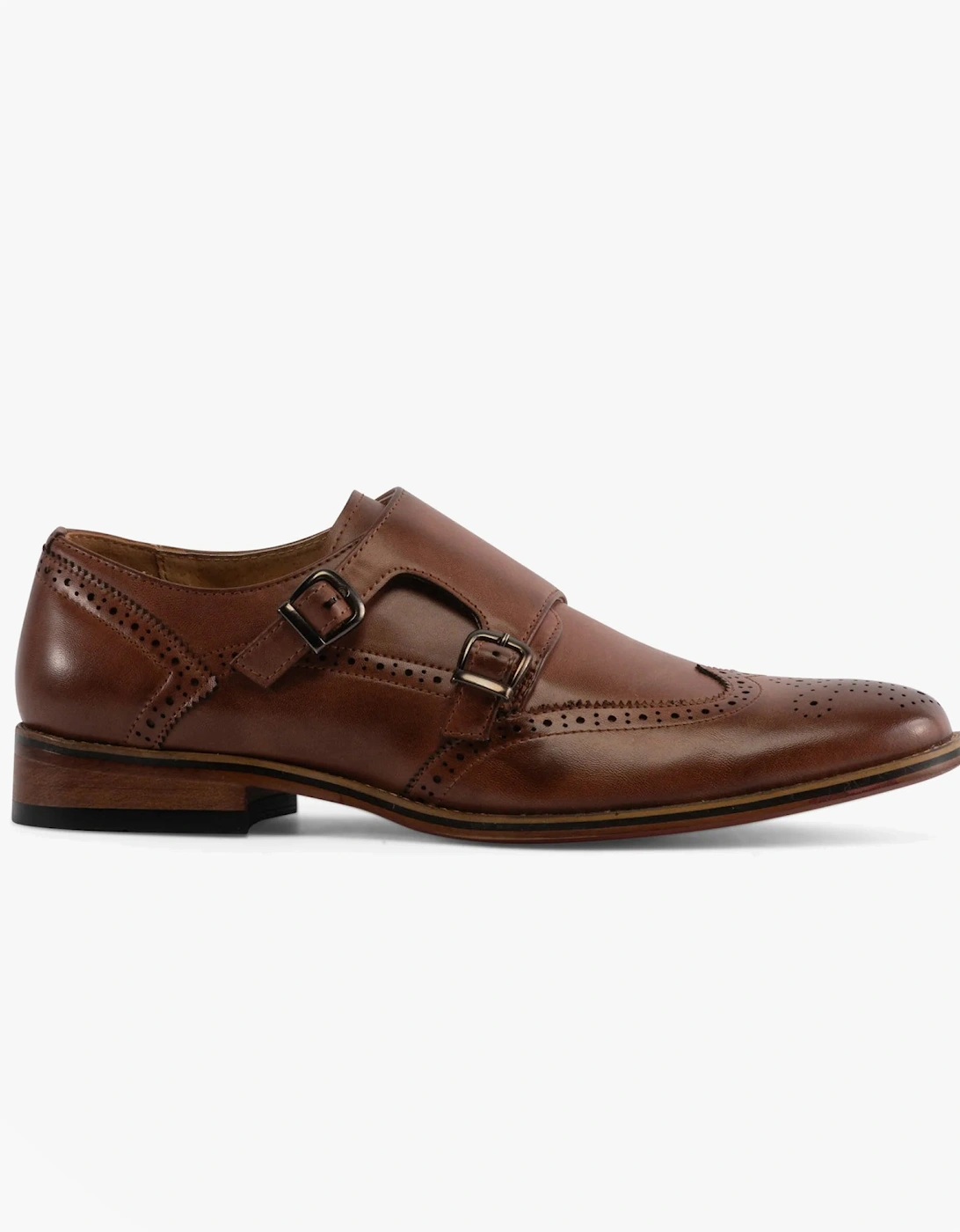 JOSEPH Mens Mens Brogue Monk Shoes Brown, 5 of 4
