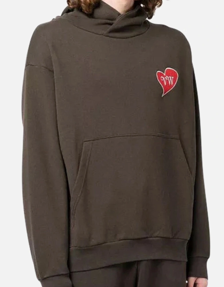 Men's Brown Heart Patch Pullover Hood