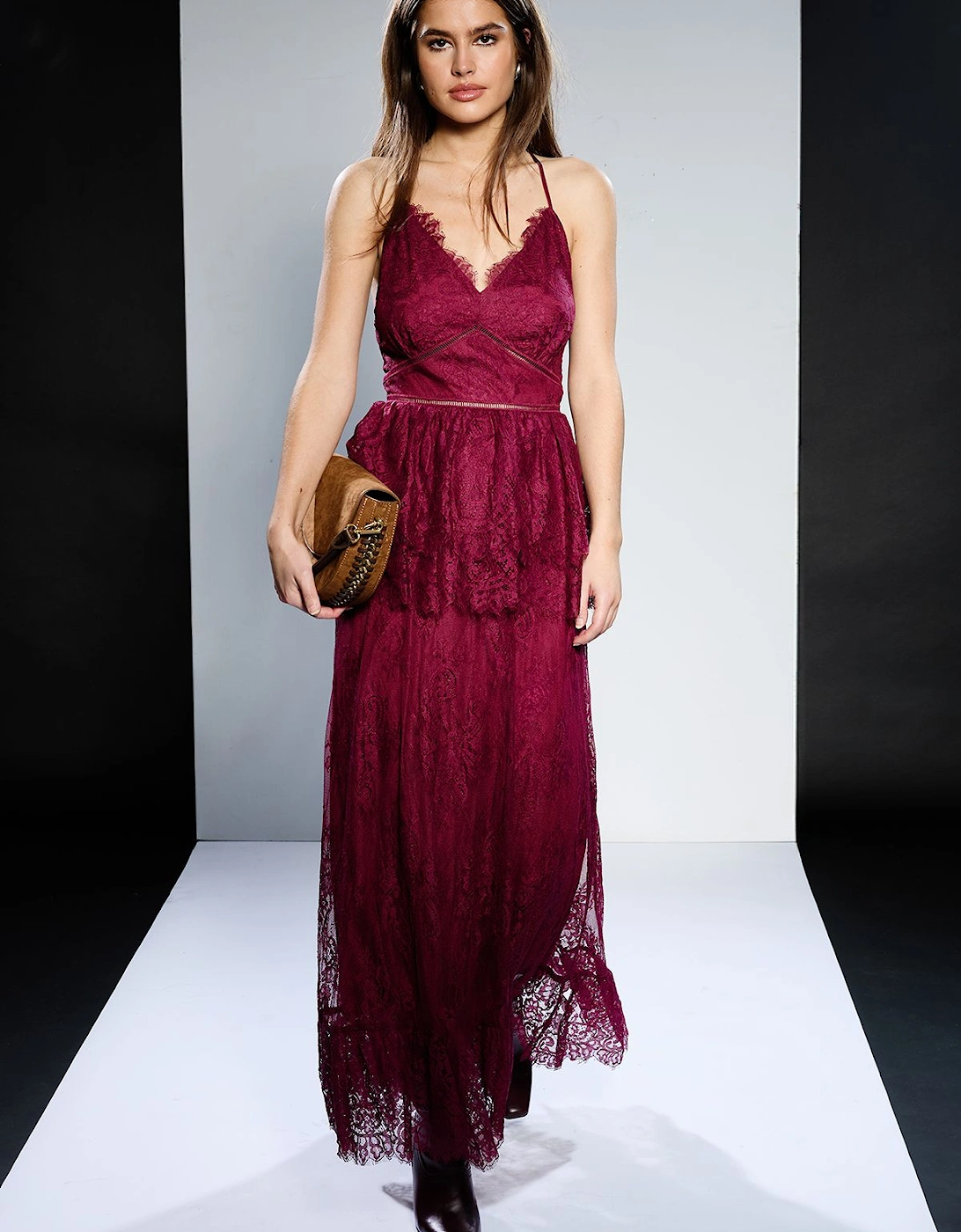 Strappy Lace Peplum Maxi Dress, 2 of 1