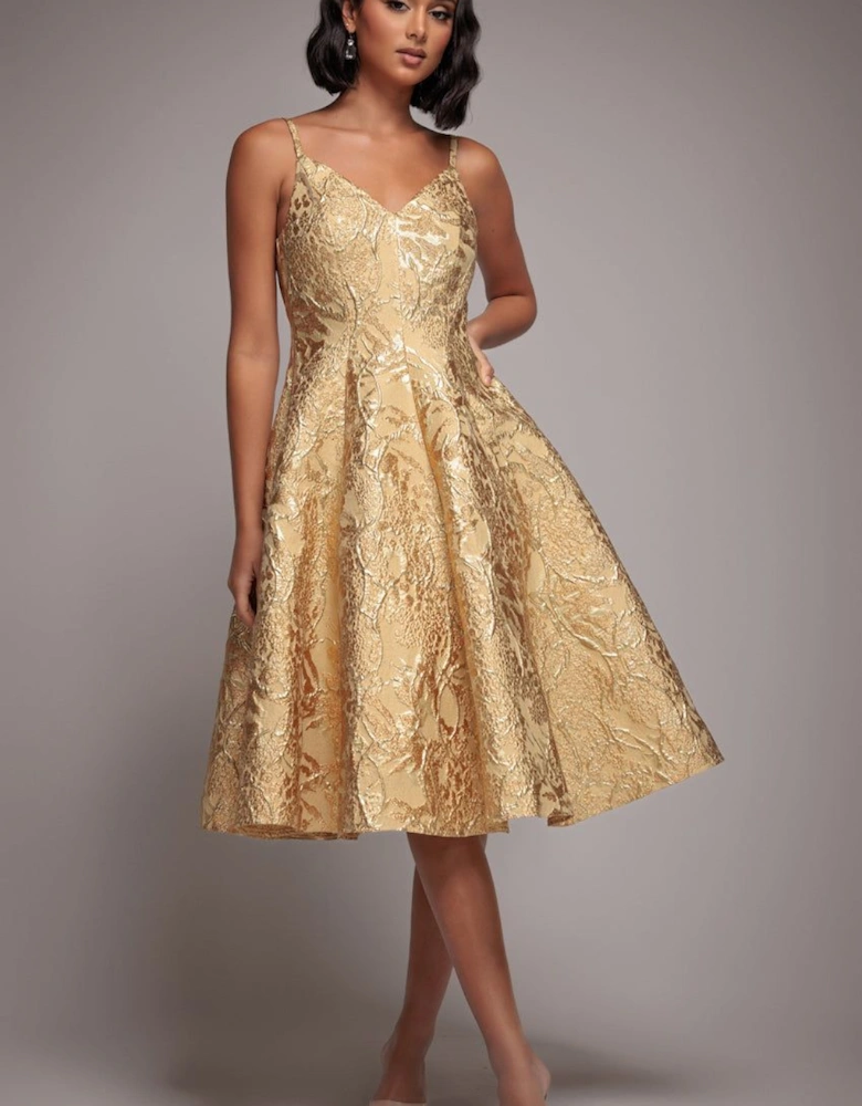 Jacquard Sleeveless A line Midi Dress