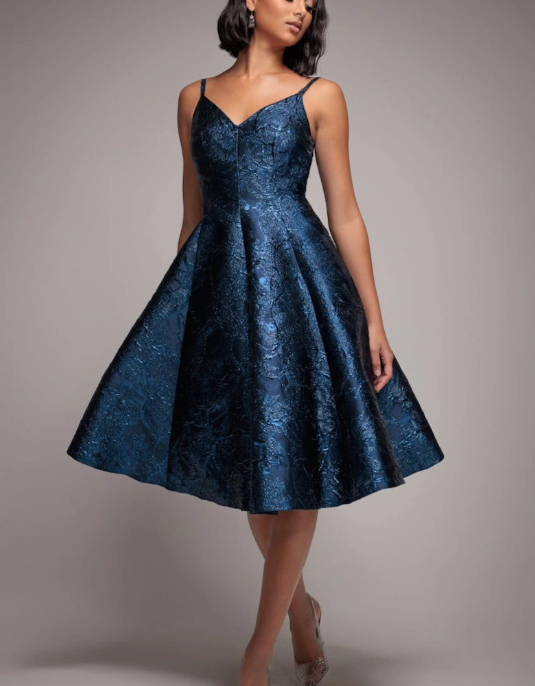 Jacquard Sleeveless A line Midi Dress