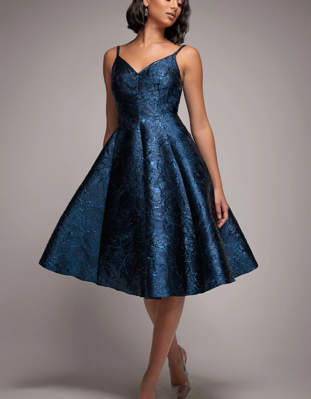 Jacquard Sleeveless A line Midi Dress, 2 of 1