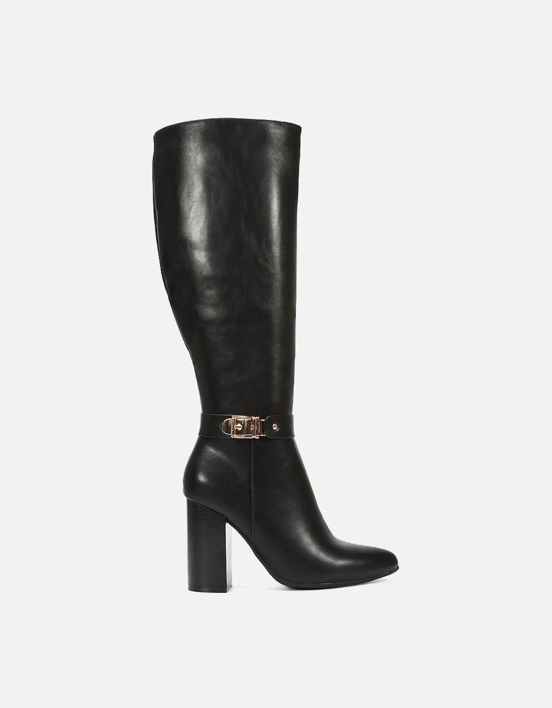 'Audrey' Wide Calf Block Heel Point Toe Knee High Boots, 2 of 1