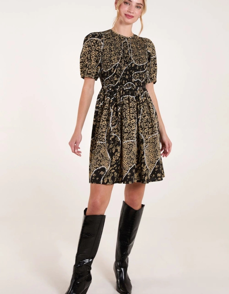 Shirred Front Mini Dress