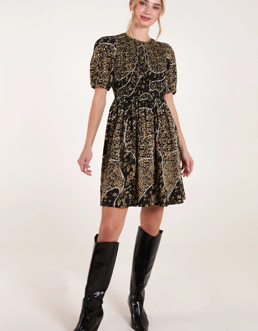 Shirred Front Mini Dress, 2 of 1