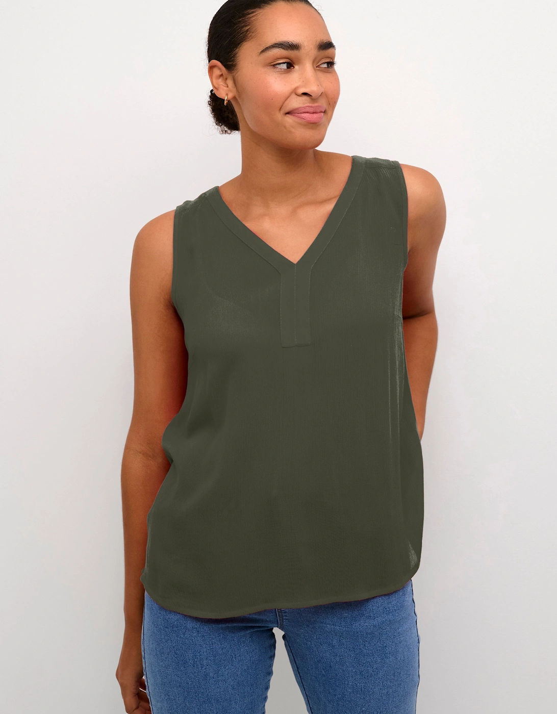 Amber Sleeveless V-Neck Top Plain, 2 of 1