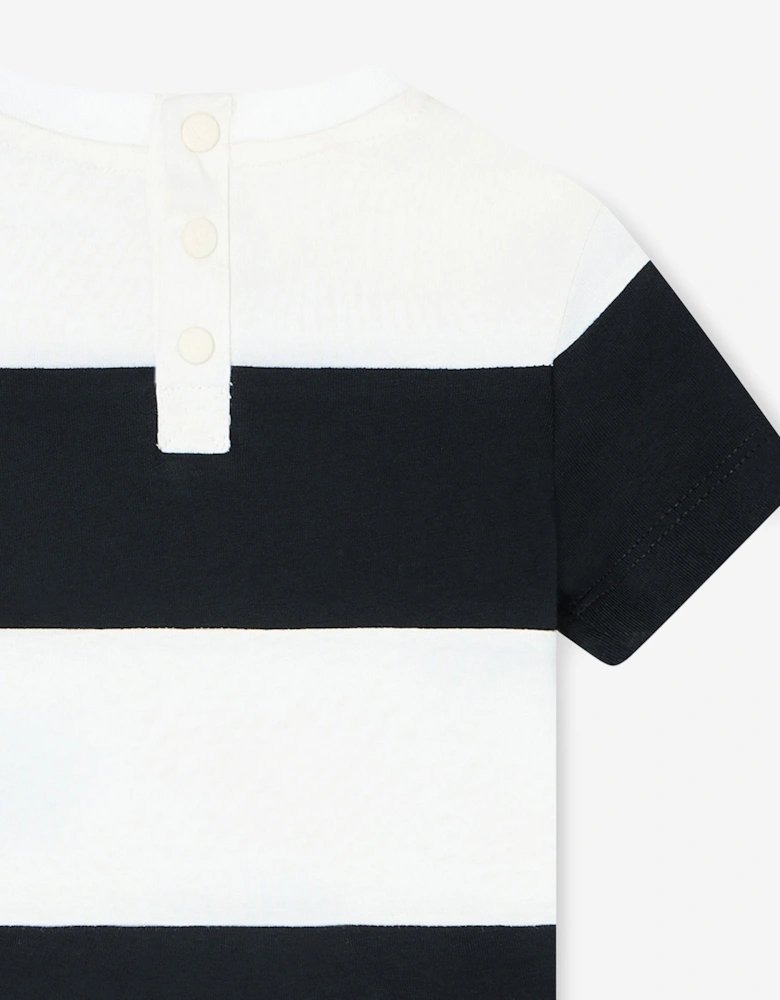Baby Boys Striped Logo T-Shirt in Navy