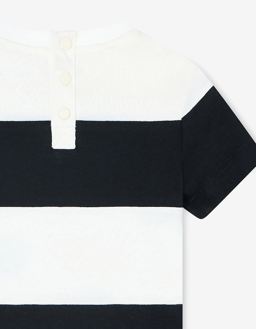 Baby Boys Striped Logo T-Shirt in Navy