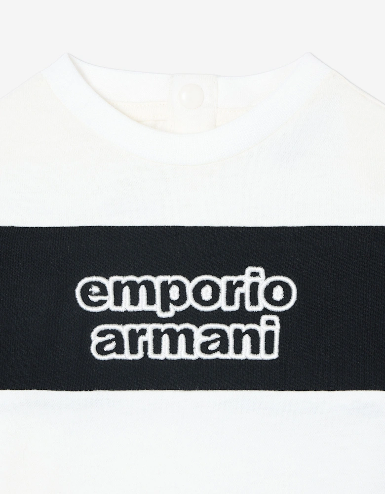 Baby Boys Striped Logo T-Shirt in Navy