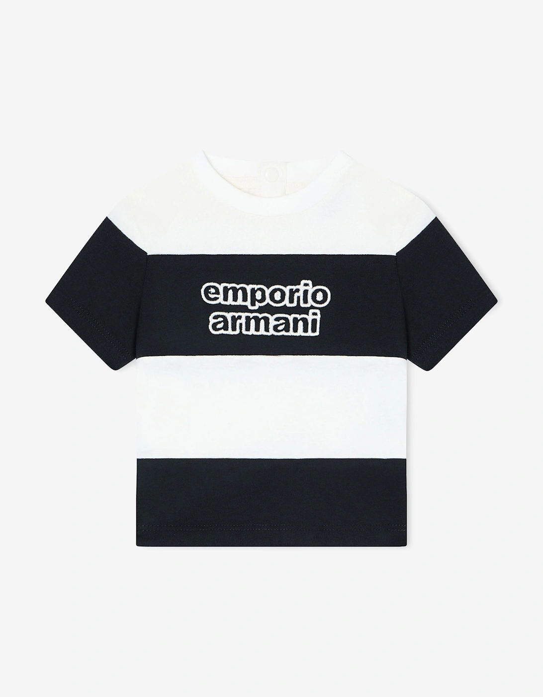 Baby Boys Striped Logo T-Shirt in Navy, 5 of 4