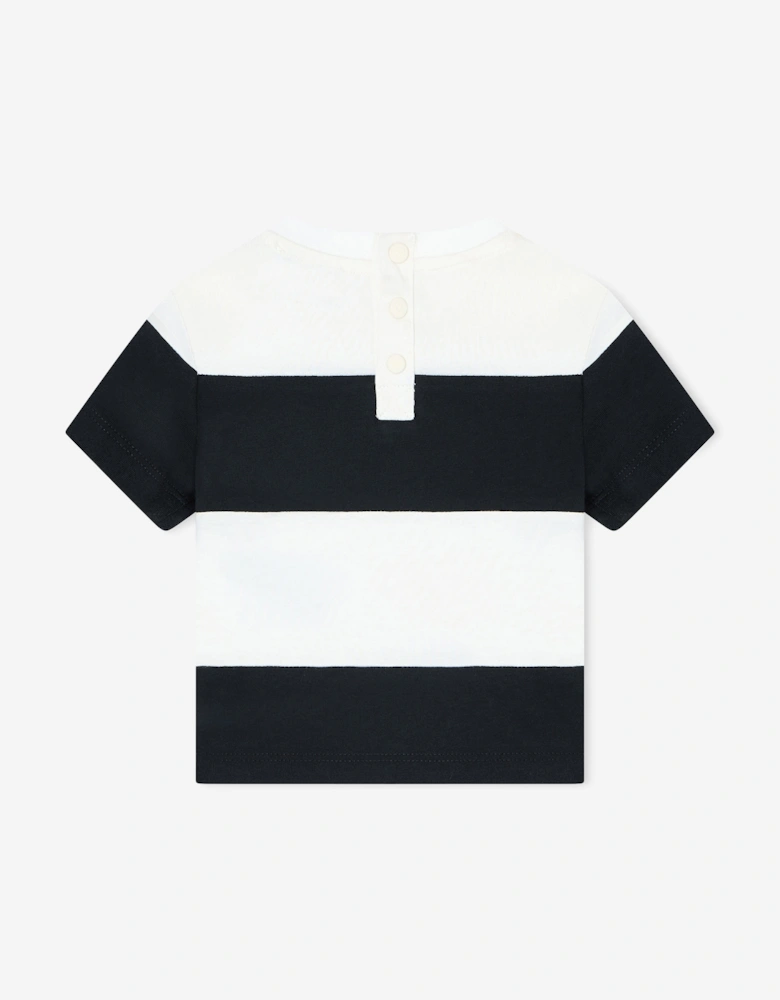 Baby Boys Striped Logo T-Shirt in Navy