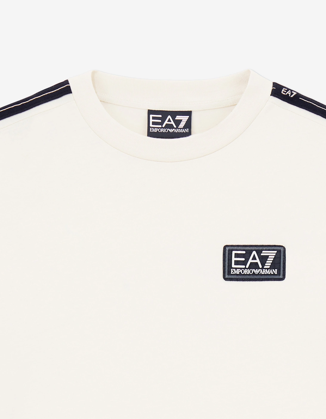 Emporio Armani Boys Train Logo Tape T-Shirt in Ivory