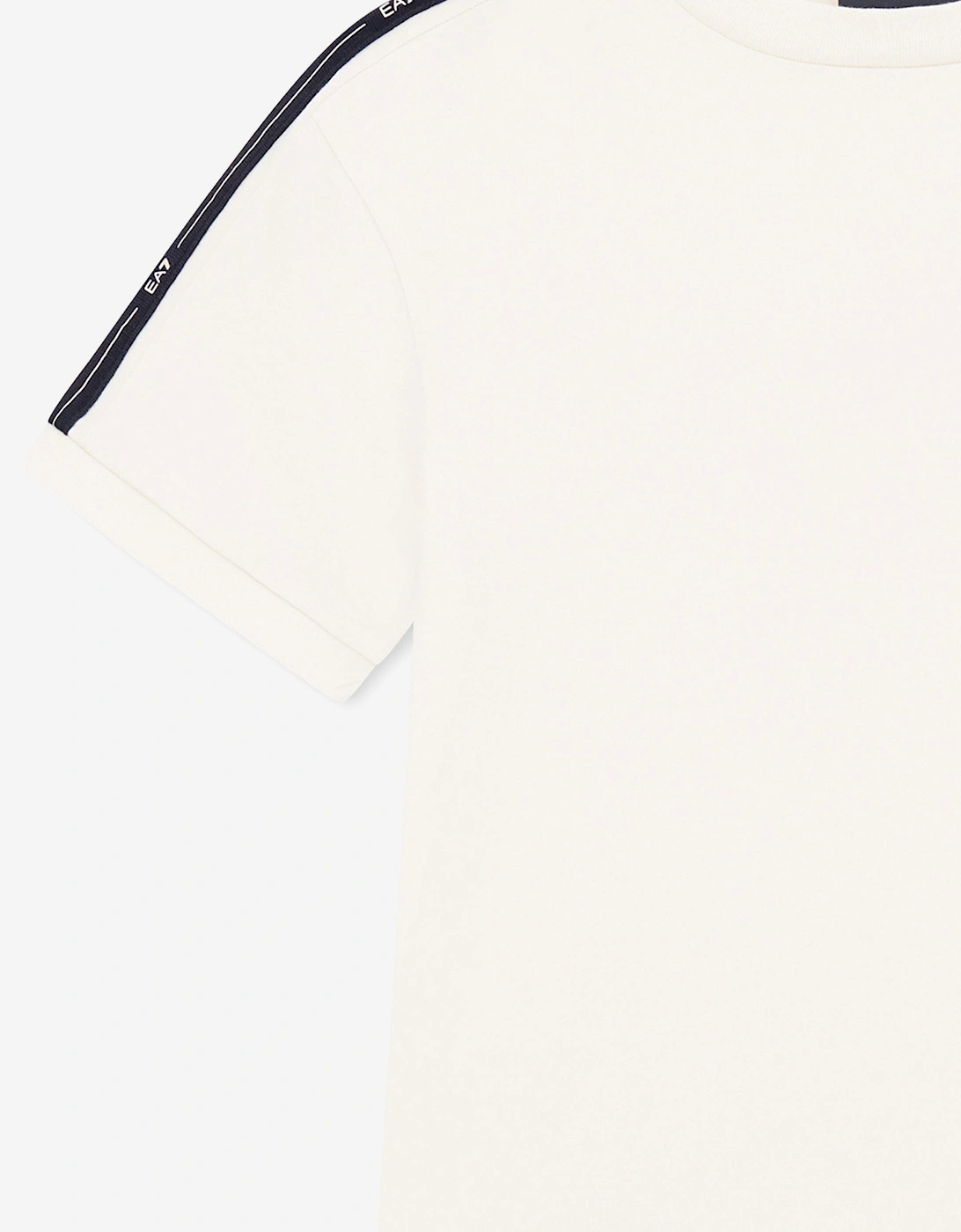 Emporio Armani Boys Train Logo Tape T-Shirt in Ivory