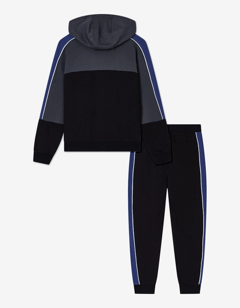 Emporio Armani Boys Train Athletic Colourblock Tracksuit in Black