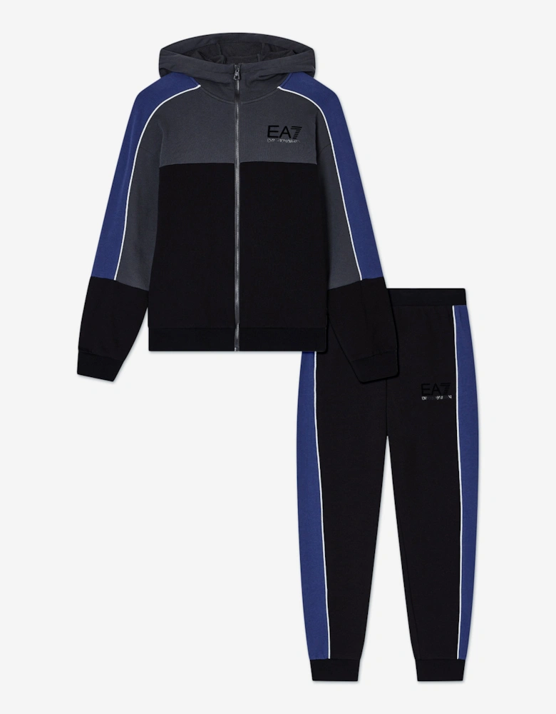 Emporio Armani Boys Train Athletic Colourblock Tracksuit in Black