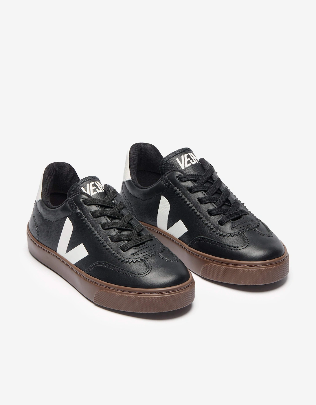 Kids Leather Small Volley Trainers in Black
