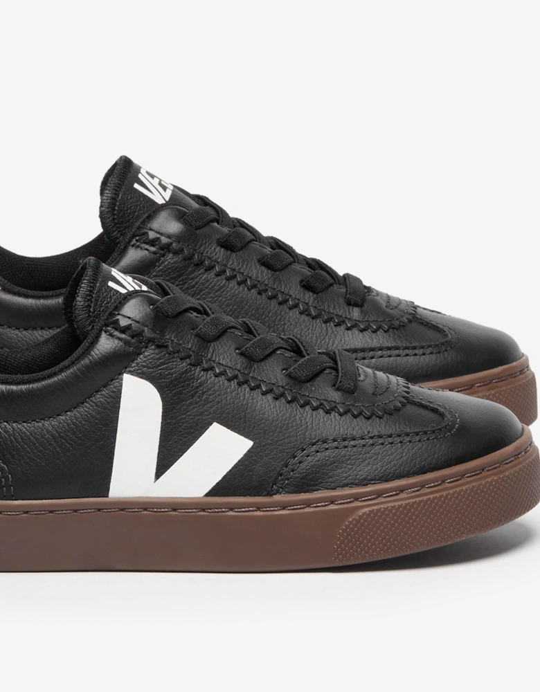Kids Leather Small Volley Trainers in Black