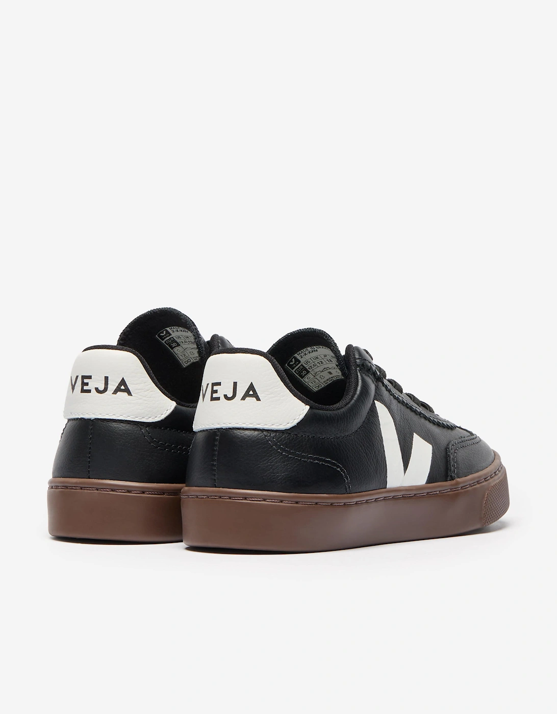 Kids Leather Small Volley Trainers in Black