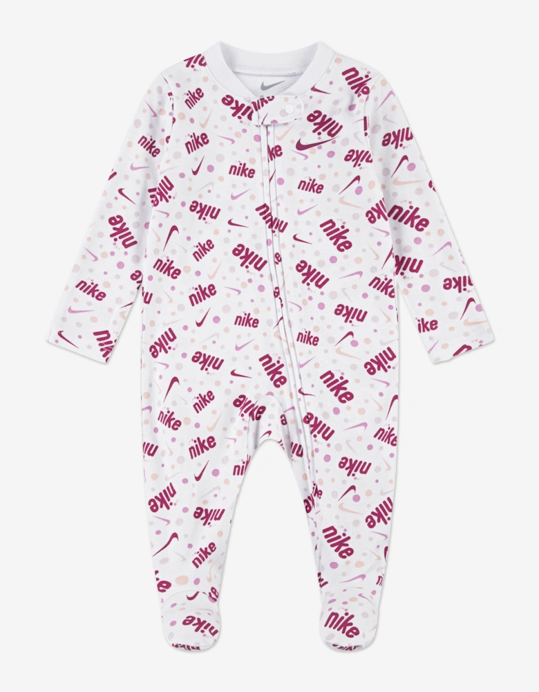 Baby Girls Play For All AOP Babygrow in White