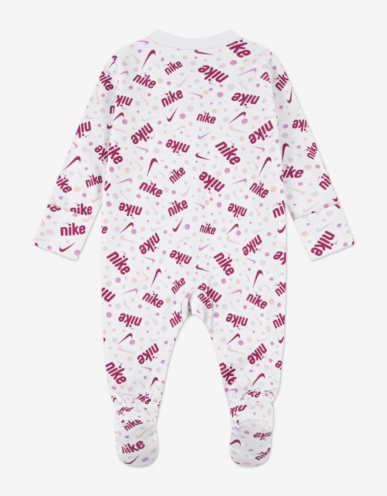 Baby Girls Play For All AOP Babygrow in White