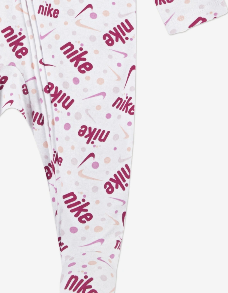 Baby Girls Play For All AOP Babygrow in White