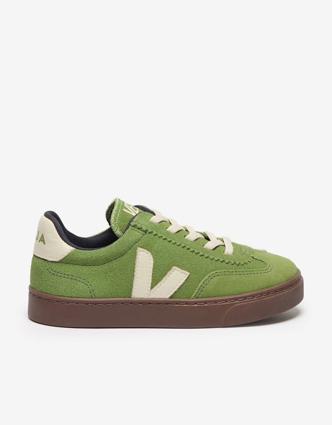 Kids Suede Small Volley Trainers in Green, 5 of 4