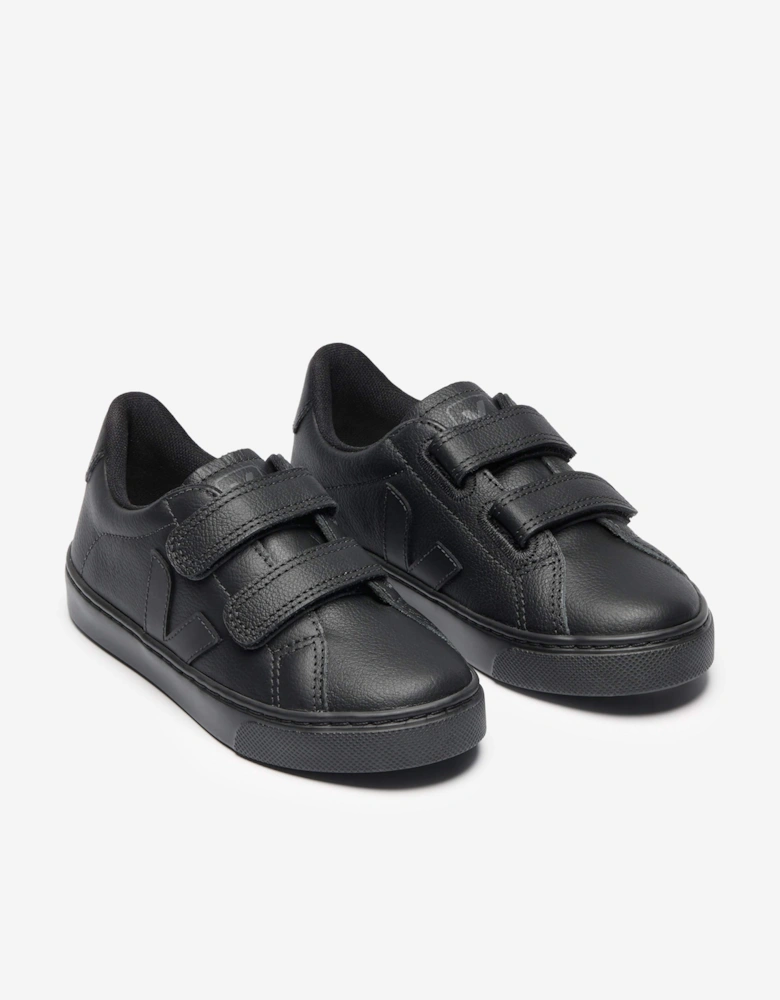 Kids Leather Small Esplar Trainers in Black