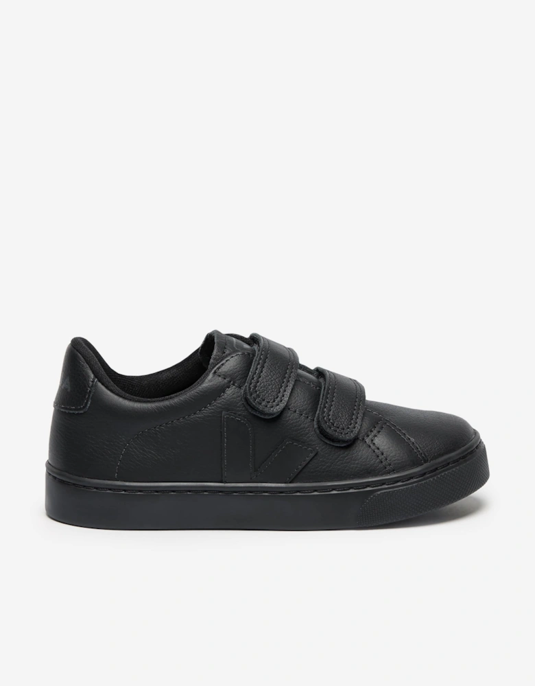 Kids Leather Small Esplar Trainers in Black