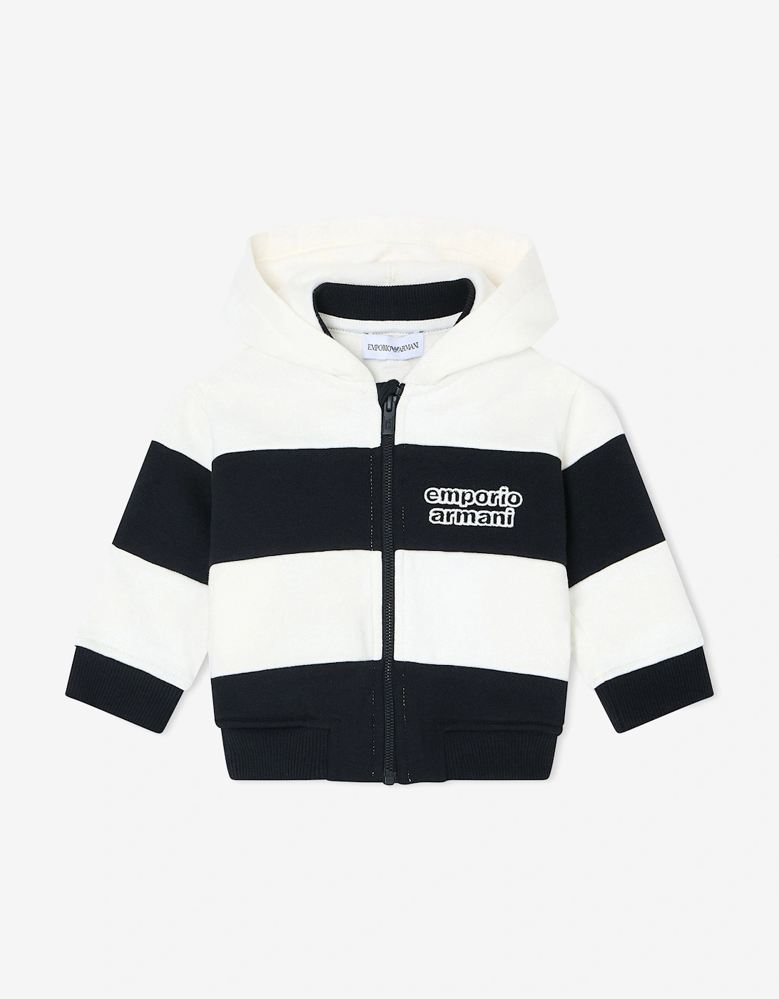 Baby Boys Striped Logo Zip Up Top in Navy, 5 of 4