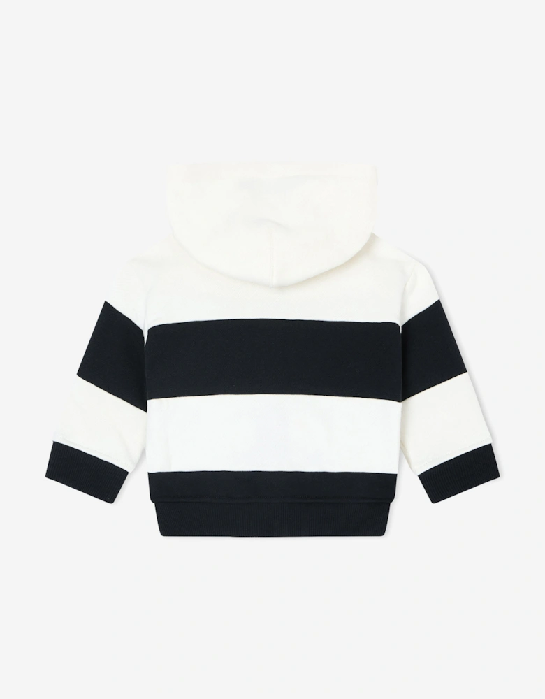 Baby Boys Striped Logo Zip Up Top in Navy