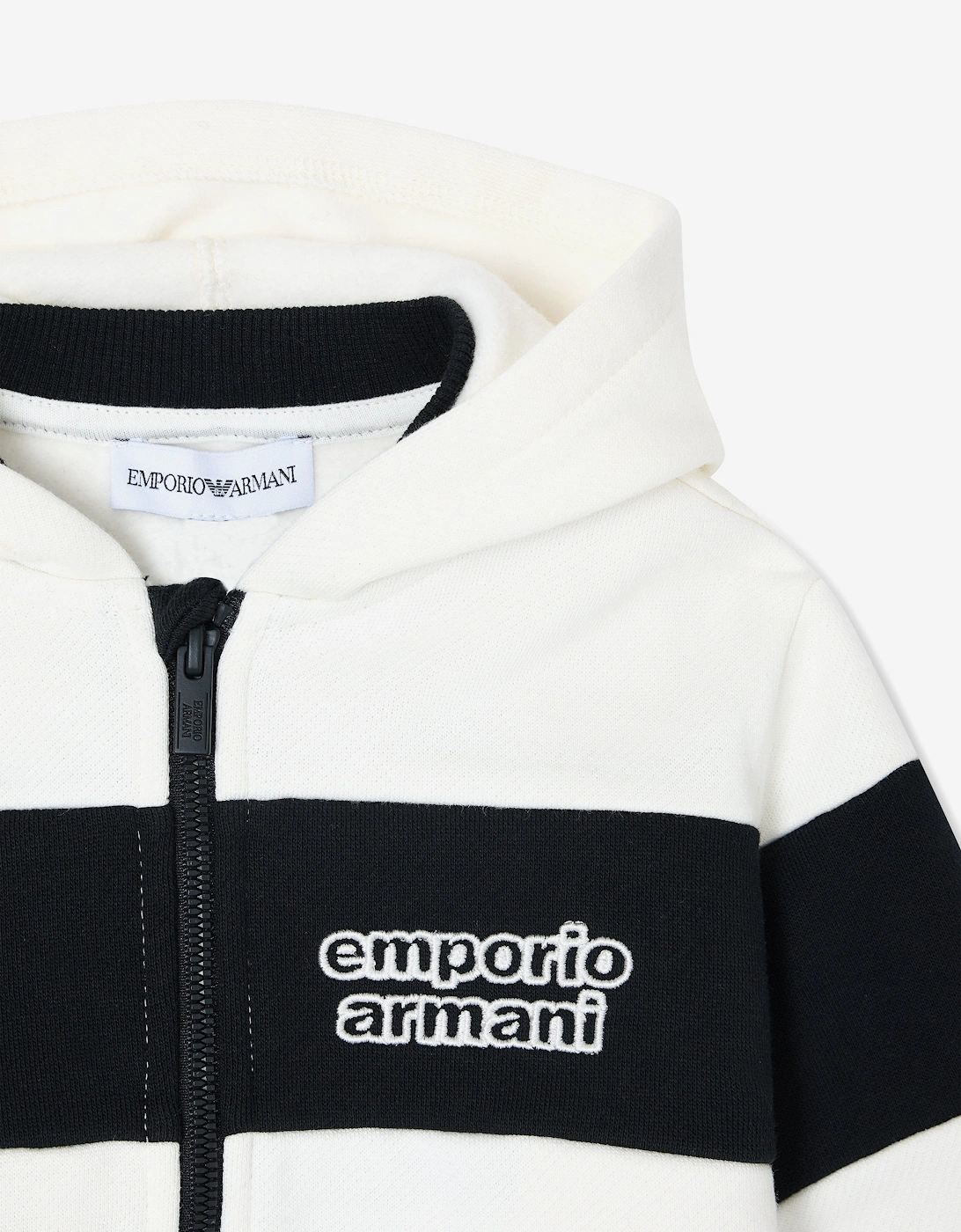 Baby Boys Striped Logo Zip Up Top in Navy