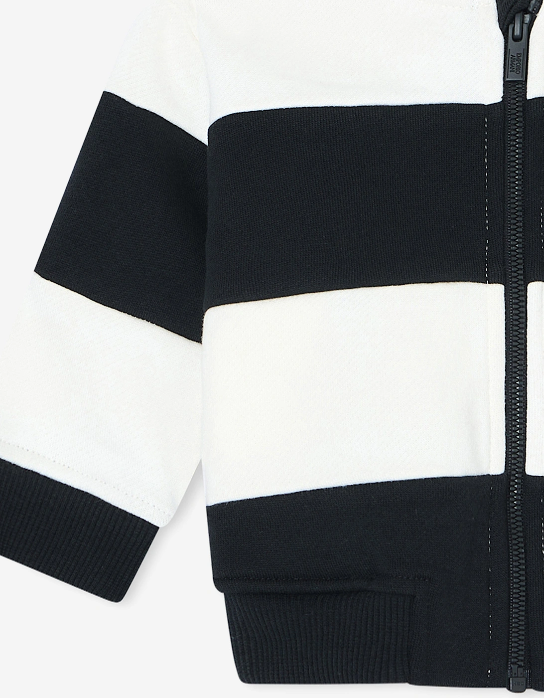 Baby Boys Striped Logo Zip Up Top in Navy