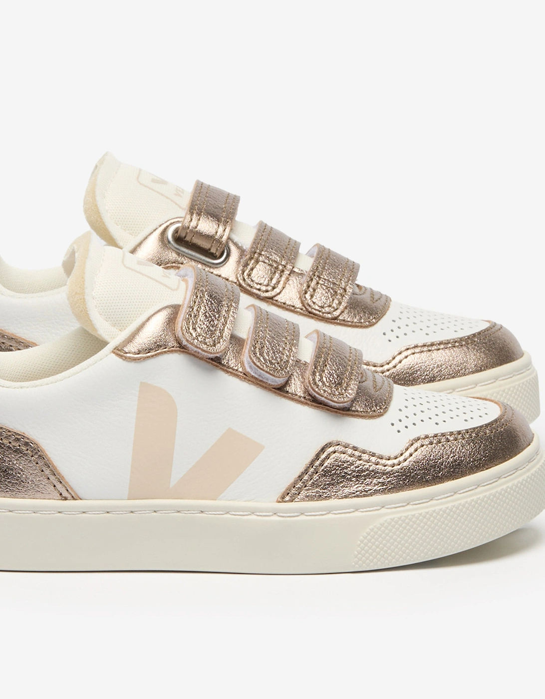 Girls Leather Small V-90 Trainers in White