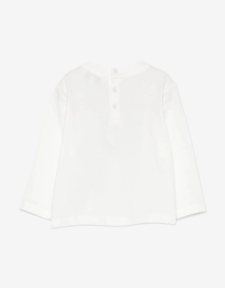Baby Boys Long Sleeve Logo T-Shirt in Ivory