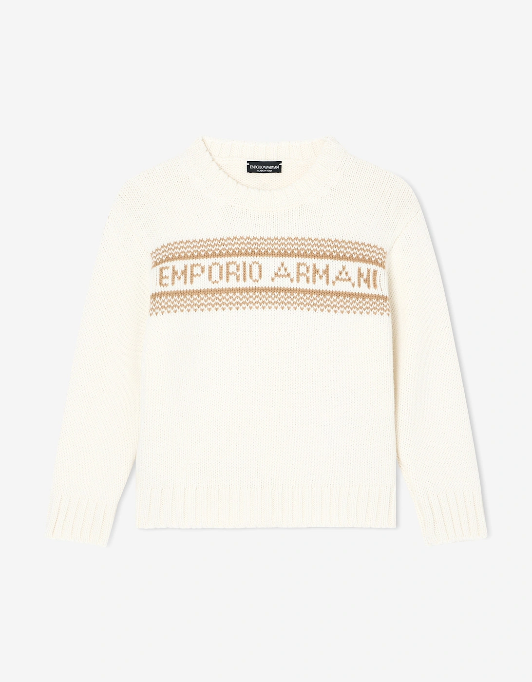 Kids Knitted Logo Jumper in Ivory, 5 of 4