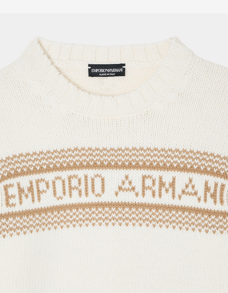 Kids Knitted Logo Jumper in Ivory